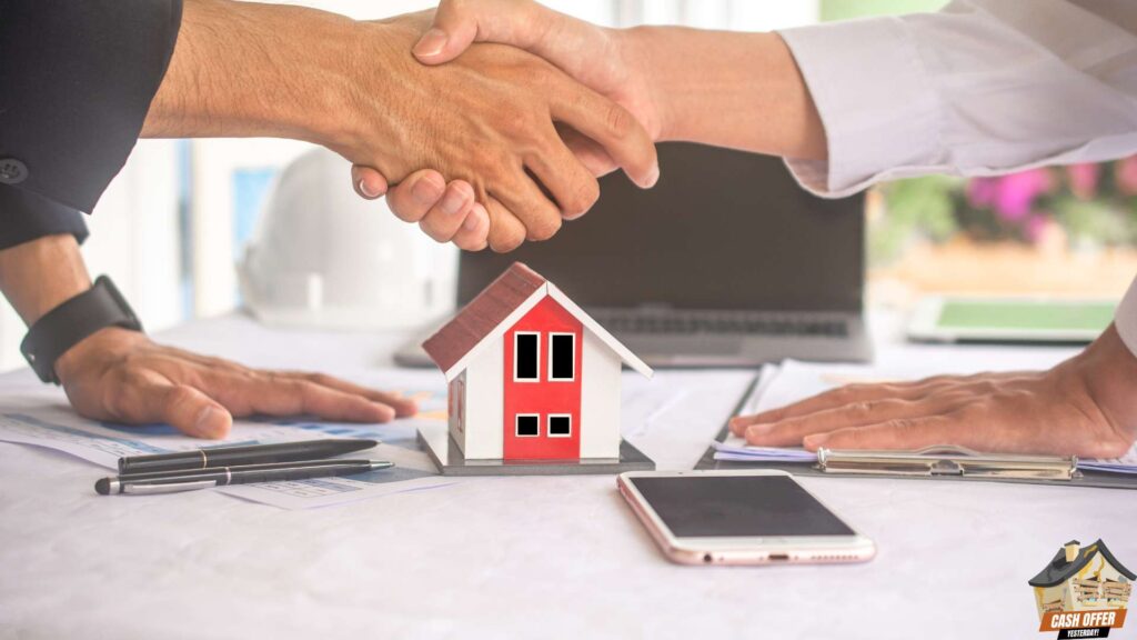 Buyer and house owner shaking hands, symbolizing the successful purchase of the house - Get a Cash Offer for Your House in Dallas TX