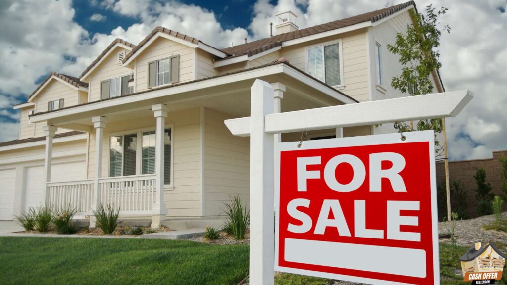 A house with a 'For Sale' sign in the front yard, representing a property ready to be sold - We Buy Houses in Arlington TX